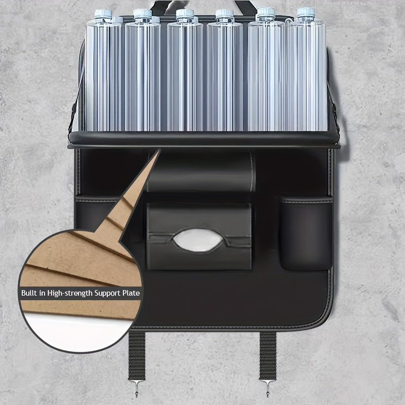 [Deluxe Car Organizer Kit] Premium Quality Deluxe Car Back Seat Organizer Kit | Foldable Dining Table, Kick Mats, Cup Holder, Tissue Box, Laptop Tray, Car Eating Tray & Umbrella Holder - Easy Install, Space-Saving for Family