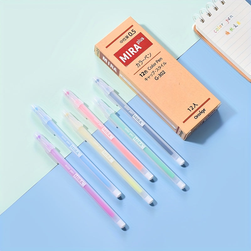 12pcs 12pcs Color Gel Pen Set Kawaii Blue 0.5Mm Ballpoint Pen for Journal Cute School Supplies Stationery Office Accessories