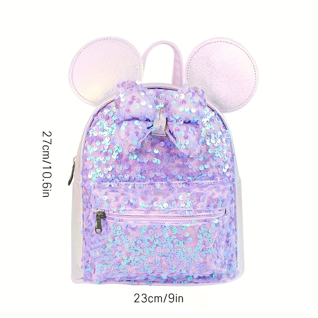 1pc Colorful Sequin Bow Backpack - Attractive Cute Backpack for Gift, Ideal Choice for School, Travel, and Daily Use