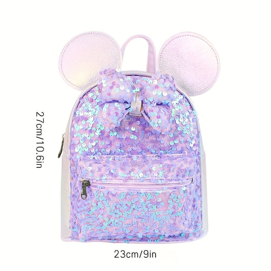 1pc Colorful Sequin Bow Backpack - Attractive Cute Backpack for Gift, Ideal Choice for School, Travel, and Daily Use