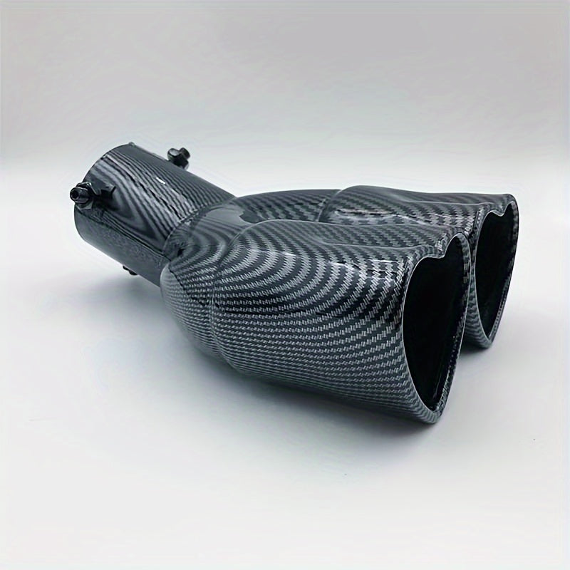 Double Outlet Exhaust Pipe Tube - Heart Shape Style Stainless Steel Carbon Fiber Rear Exhaust Tips with Tail Pipe for Car Accessories