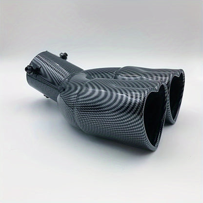 Double Outlet Exhaust Pipe Tube - Heart Shape Style Stainless Steel Carbon Fiber Rear Exhaust Tips with Tail Pipe for Car Accessories