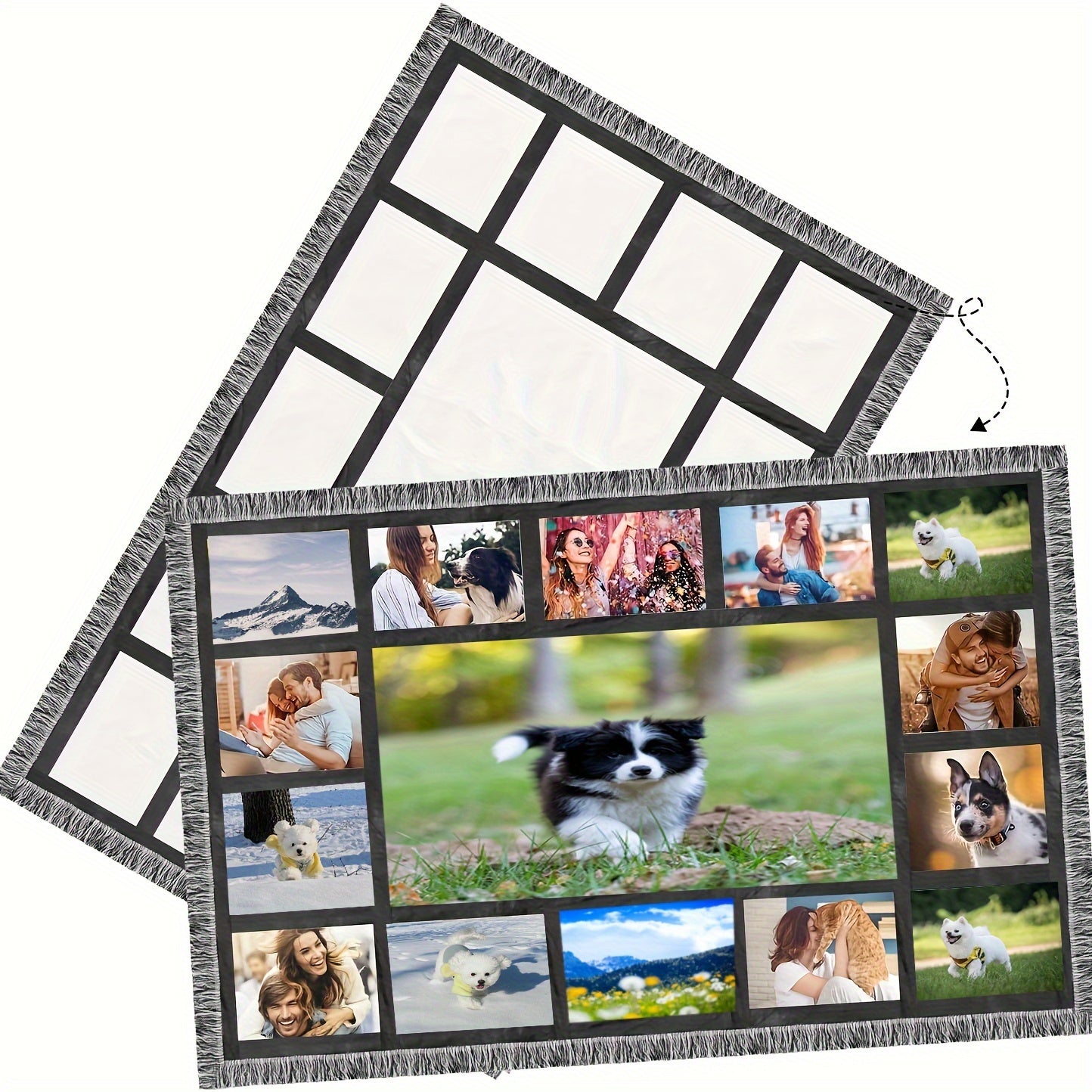 Personalized Sublimation Throw Blanket - Customizable 9/15/20 Panels, 40x60 Inches - Perfect Gift for Christmas, Halloween, Thanksgiving Day