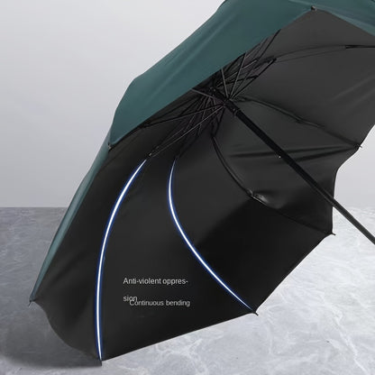 Extra Large 12-Rib Windproof Waterproof Umbrella - Reinforced Thickened Ribs for Dual Sun & Rain Use, Manual Open Compact Travel Umbrella with Sleek Black Design for Business Professionals, Students, Men & Women, Versatile We