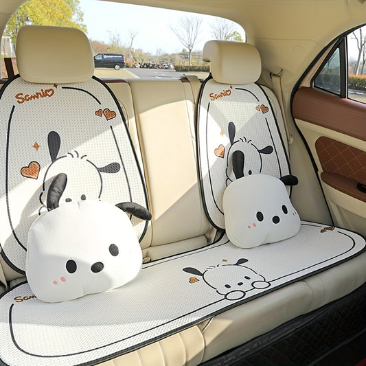 11pc [Sanrio Authorized] Pacha Dog Summer Car Seat Cushion, Car Breathable And Anti-slip Seat Cushion, Cartoon Seat Cover, Car Accessories