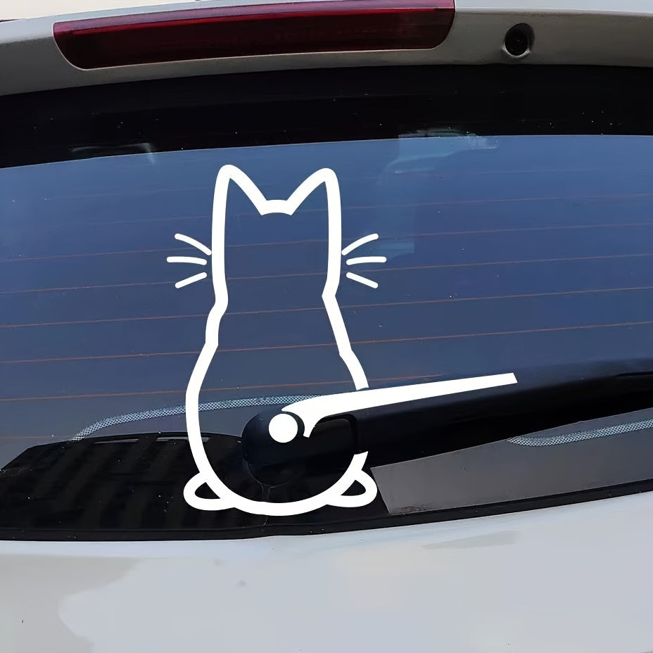 Adorable Cat Rice Rain Scraper Personality Stickers Decorate Home Toilet Doors And Windows Indoor And Outdoor Electric Vehicles RV Funny Refrigerator Stickers Car Stickers