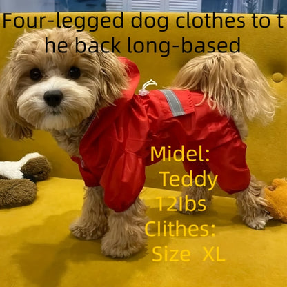 Dog Raincoat, Puppy Pet Clothes, Dog Rain Jumpsuit, Hooded Reflective Warning Costume For Dogs