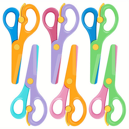 6pcs/2pcs/1pc Cute Colorful Labor-saving Safety Scissors For Students DIY Paper Cutting, School Stationery