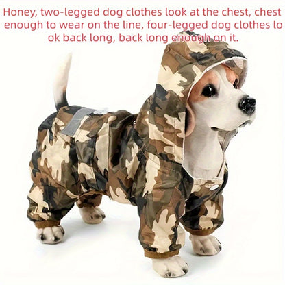Dog Raincoat, Puppy Pet Clothes, Dog Rain Jumpsuit, Hooded Reflective Warning Costume For Dogs