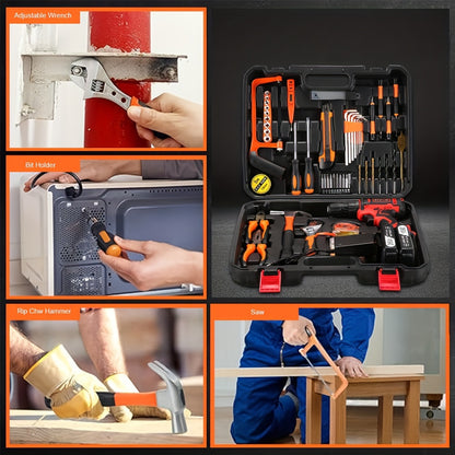 [Cordless Power Drill] 128Pcs 36V Cordless Power Drill Set, Electric Drill Set with 2 Battery - Household Tools Set, Cordless Impact Wrench, Hand Tool Set Kit, Ratcheting Screwdriver Set, Cordless Electric Screwdriver Kit, Ea