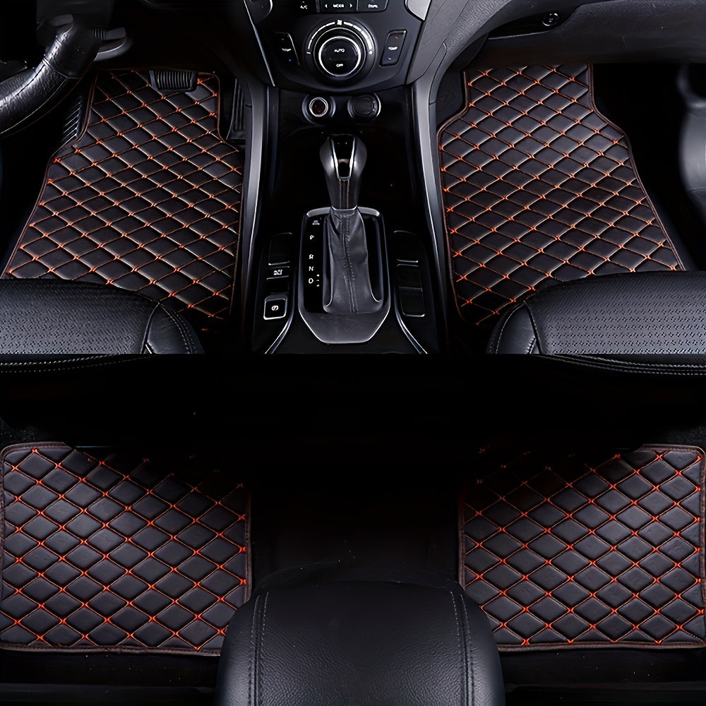 4pcs Universal Waterproof Car Floor Mats - Front & Rear - PU Leather Car Carpet Accessories - Interior Upgrade Car Accessories