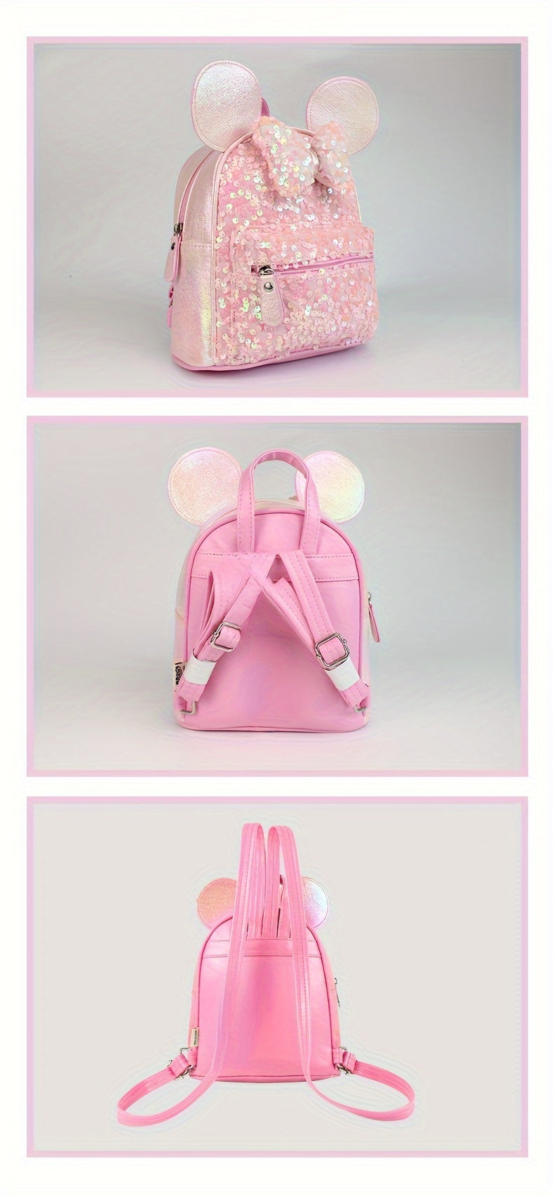 1pc Colorful Sequin Bow Backpack - Attractive Cute Backpack for Gift, Ideal Choice for School, Travel, and Daily Use