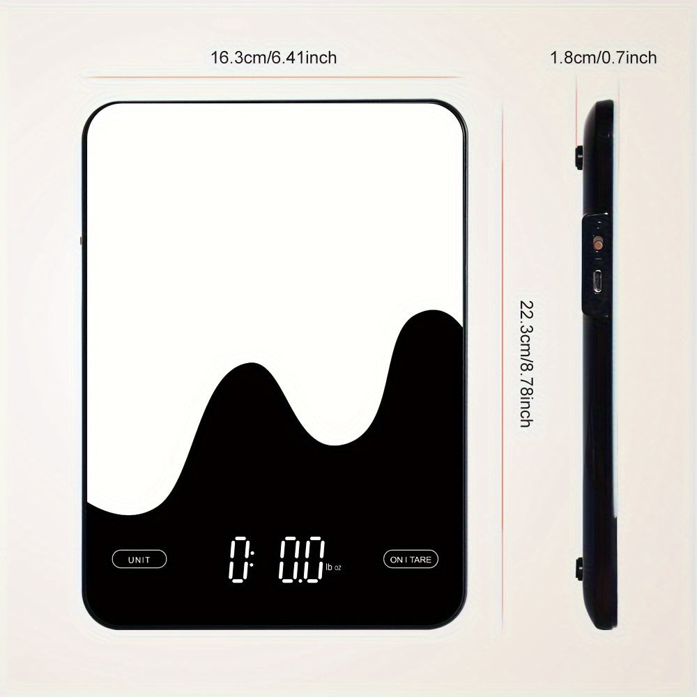 1pc Smart Digital Food Scale with Nutritional Calculator - USB Rechargeable, Grams & Ounces, Ideal for Weight Loss, Keto, Macro, Calorie Tracking, Baking & Meal Prep, 0.1oz/22lb, Diet Management Tool | Modern Kitchen Scale |