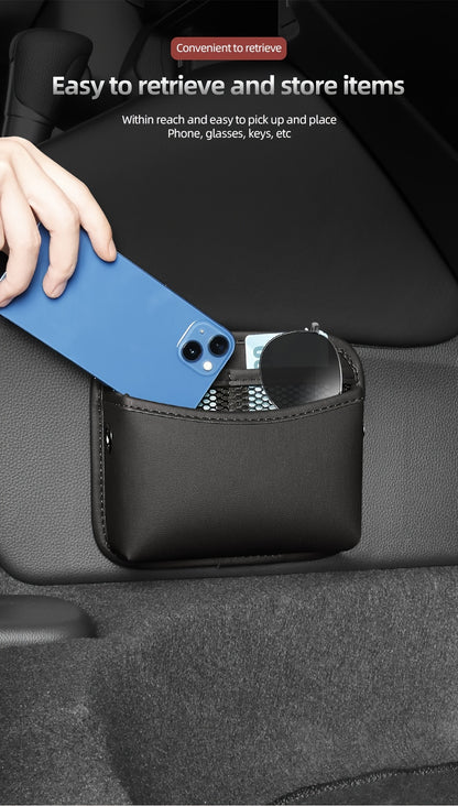 PU Leather Car Side Pocket Organizer - Universal Cell Phone and Sunglasses Holder for Car Seat Gap, Door, Window, Console - Car Accessories Storage Pouch