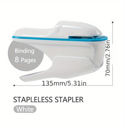 7-Sheet Capacity Handheld Manual Stapleless Stapler - Portable, Safe, and Easy Paper Binding Solution for Business, School, and Home Use - Compact, Lightweight, and Ergonomic Design