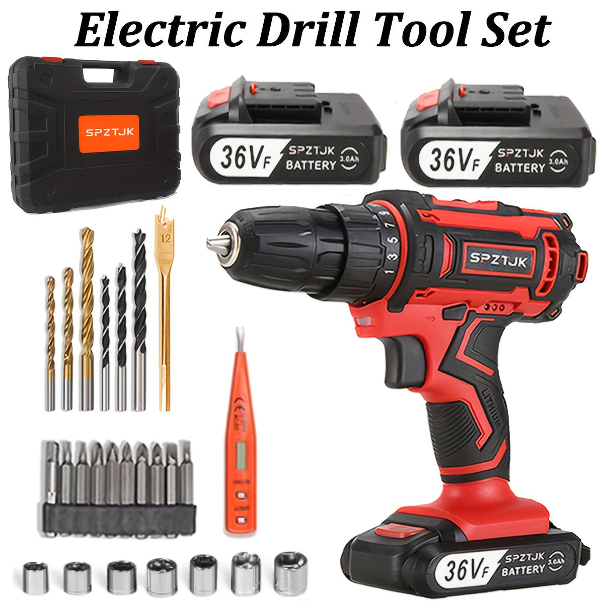 [Cordless Power Drill] 128Pcs 36V Cordless Power Drill Set, Electric Drill Set with 2 Battery - Household Tools Set, Cordless Impact Wrench, Hand Tool Set Kit, Ratcheting Screwdriver Set, Cordless Electric Screwdriver Kit, Ea
