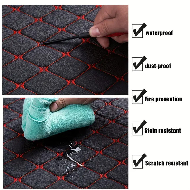4pcs Universal Waterproof Car Floor Mats - Front & Rear - PU Leather Car Carpet Accessories - Interior Upgrade Car Accessories