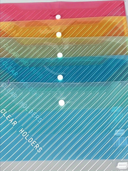 [Colorful Folding File Bags] 5/20/40/60/70/80/90pcs Classic Transparent Colorful Folding File Bags, A4, PP Plastic, for Students, School Supplies