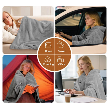 Wearable Electric Blanket USB Fast Heating Shawl 3 Level Adjustable Home Office Soft Thermal Pad Warming Full Body Back Hand