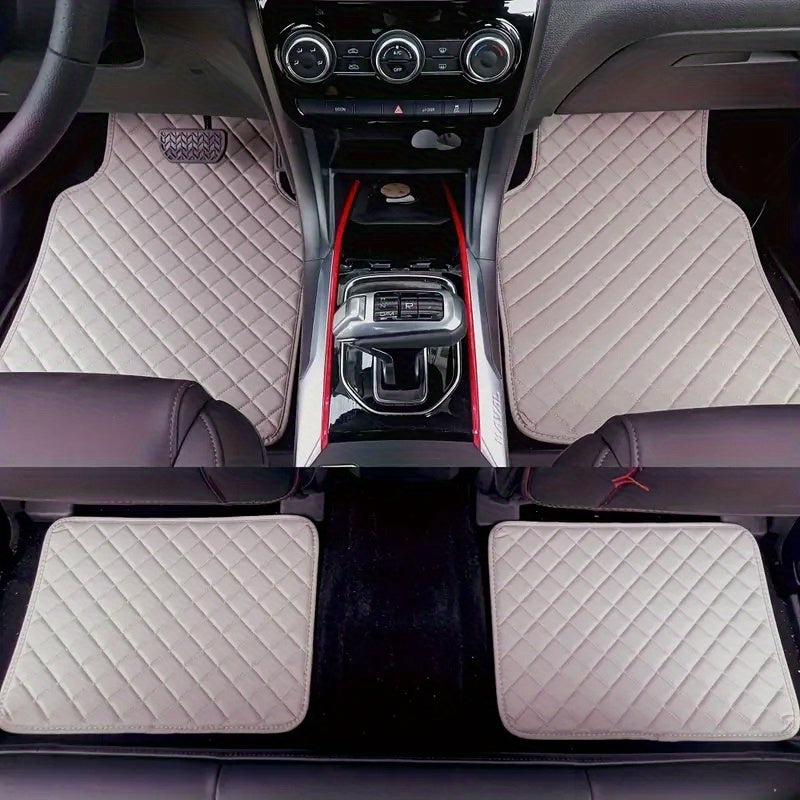 4pcs Universal Waterproof Car Floor Mats - Front & Rear - PU Leather Car Carpet Accessories - Interior Upgrade Car Accessories
