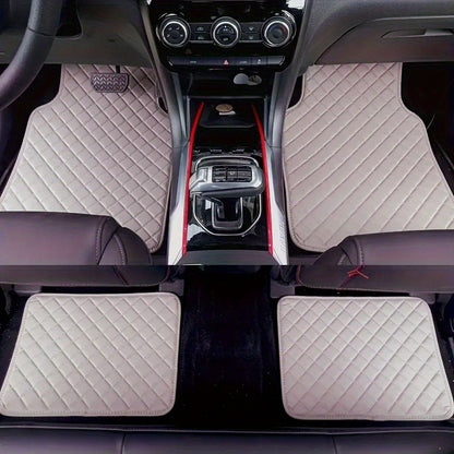 4pcs Universal Waterproof Car Floor Mats - Front & Rear - PU Leather Car Carpet Accessories - Interior Upgrade Car Accessories