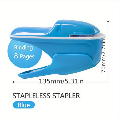 7-Sheet Capacity Handheld Manual Stapleless Stapler - Portable, Safe, and Easy Paper Binding Solution for Business, School, and Home Use - Compact, Lightweight, and Ergonomic Design