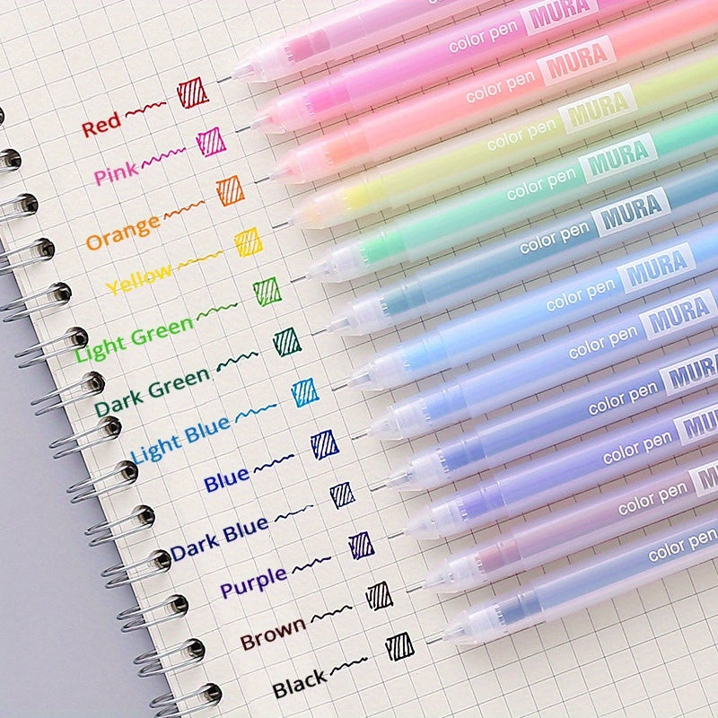 12pcs 12pcs Color Gel Pen Set Kawaii Blue 0.5Mm Ballpoint Pen for Journal Cute School Supplies Stationery Office Accessories