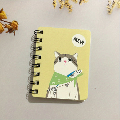 1pc 80 Sheets Small Cartoon Cat Style Notepad Notebook - Spiral Notebook with Lined Pages for Writing, Cute Funny Design - Perfect for School, Office, or Personal Use