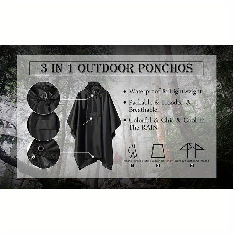 3-in-1 Solid Color Outdoor Labor Protection One-piece Cycling Rain Jacket Rain Poncho