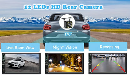 7 Inch Double Din Car Stereo Android Auto Carplay Car Radio HD Touch Screen Car Video Player With Rear View Camera Mirror Link Voice Control GPS Navigation FM/USB/TF/AUX Input, Car Accessories