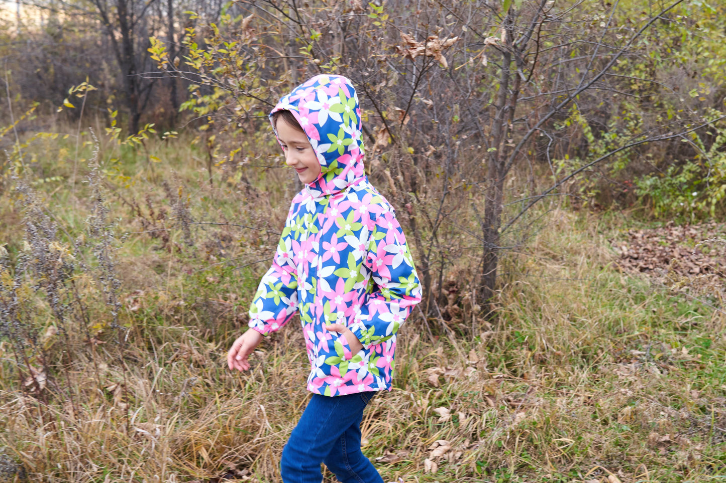 Vibrant Gradient Rain Jacket for Kids - Waterproof, Lightweight, Fleece Lined, Hooded, Windbreaker Coat with Removable Hood for Girls - Perfect for Outdoor Play and School Days