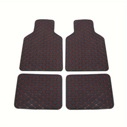 4pcs Universal Waterproof Car Floor Mats - Front & Rear - PU Leather Car Carpet Accessories - Interior Upgrade Car Accessories