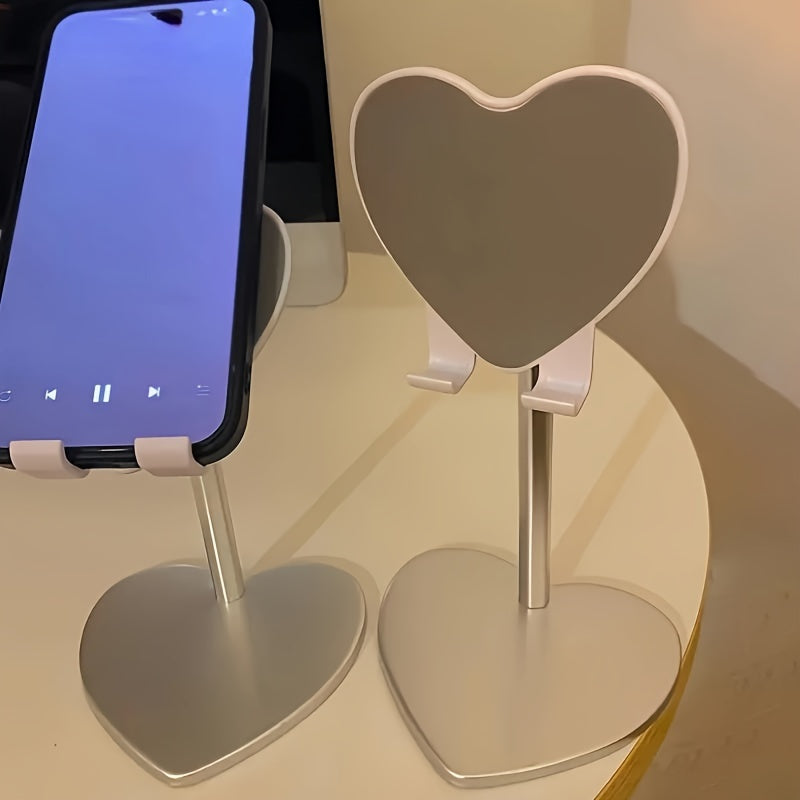 Adjustable Phone Stand, 1 Pack, Heart-Shaped Multi-Function Desktop Mobile Holder for Streaming and Video Calls, Durable Other Material, Gift for Family and Friends