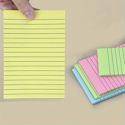 100sheets 4 colors 100-Sheet Line Sticky Notes, 4 Colors, Portable Memo Pads for Students, Office, Home, School - Large & Small, 2 Styles