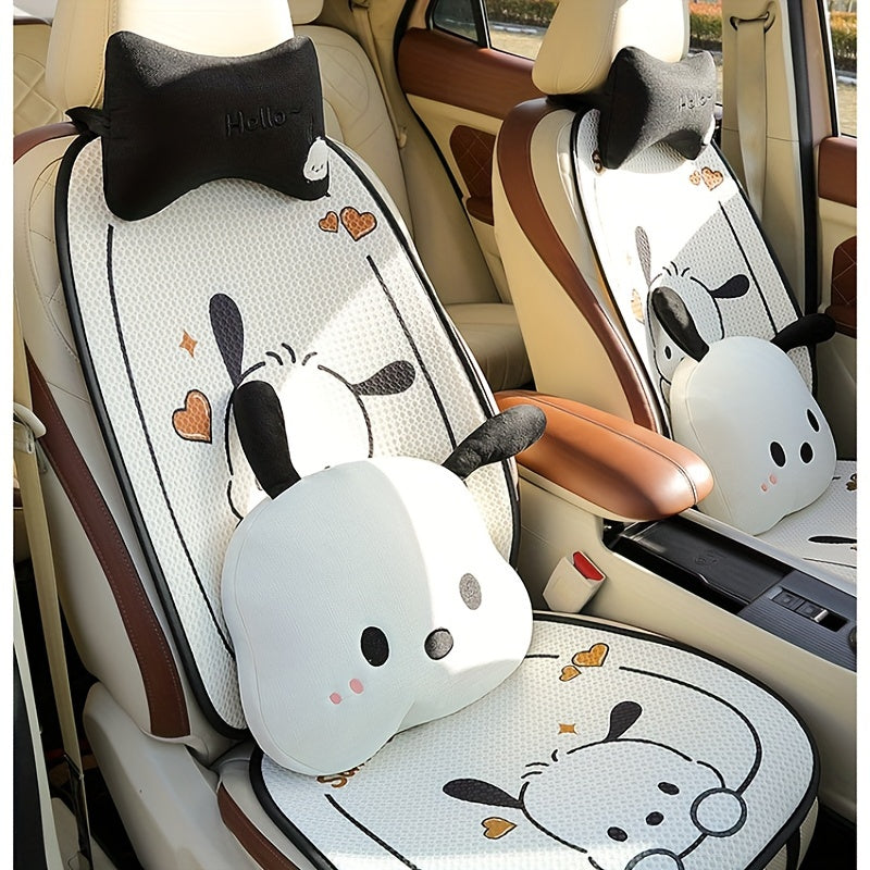 11pc [Sanrio Authorized] Pacha Dog Summer Car Seat Cushion, Car Breathable And Anti-slip Seat Cushion, Cartoon Seat Cover, Car Accessories