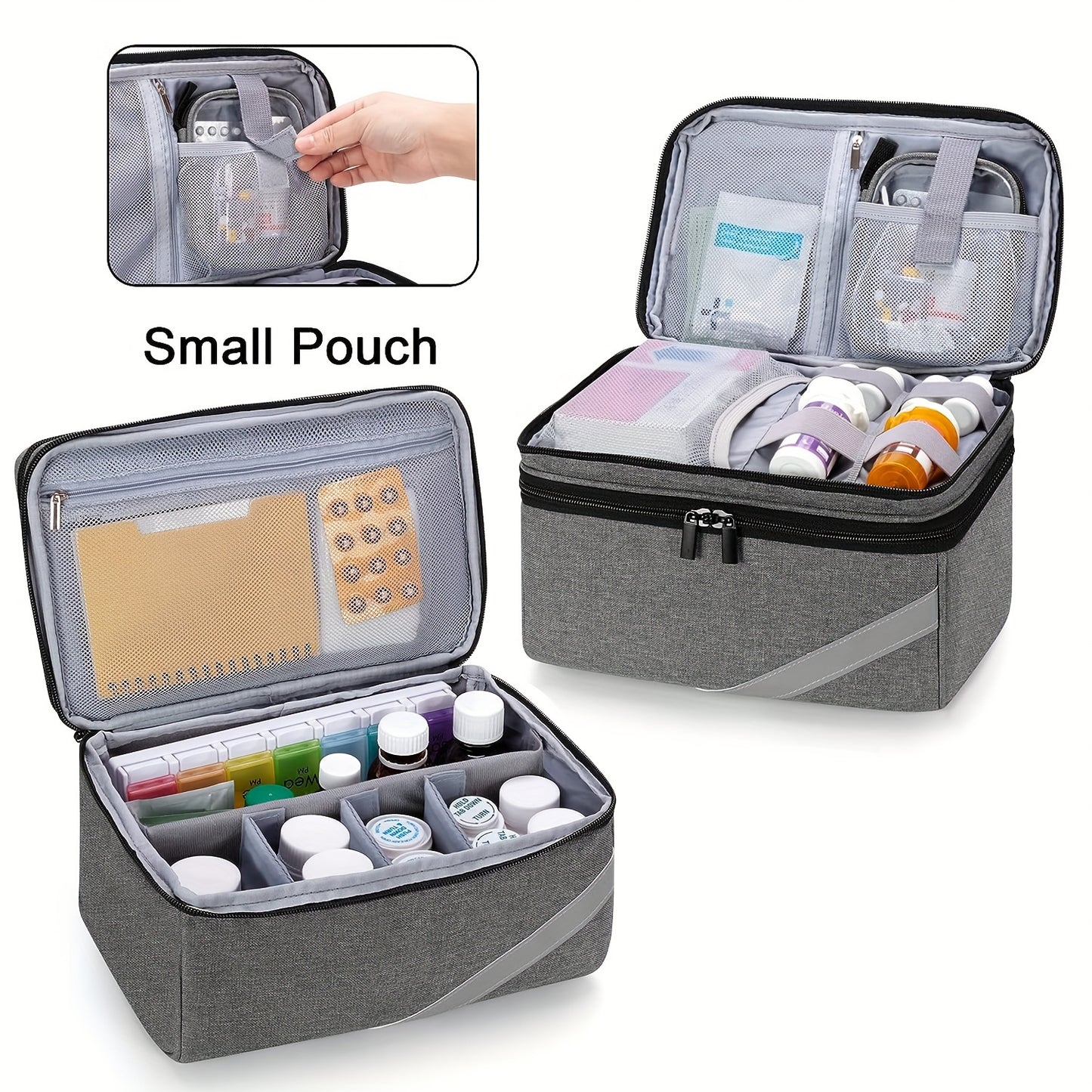 Durable & Compact Polyester Medicine Storage Bag Organizer, Portable - Empty Pill Bottle Pouch for Home, Office, School, Outdoor Travel