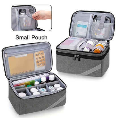 Durable & Compact Polyester Medicine Storage Bag Organizer, Portable - Empty Pill Bottle Pouch for Home, Office, School, Outdoor Travel
