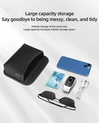 PU Leather Car Side Pocket Organizer - Universal Cell Phone and Sunglasses Holder for Car Seat Gap, Door, Window, Console - Car Accessories Storage Pouch