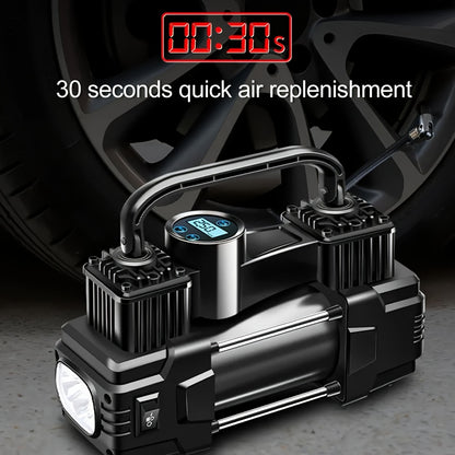 12V 150 PSI Air Compressor Tire Inflator Portable Powerful Dual Cylinder Air Pump, Used For Car Tires, Car Accessories, Automatic Tire Pump, With LED Digital Pressure Gauge, LED Light, Suitable For SUV, Truck, Car, Bicycle, B