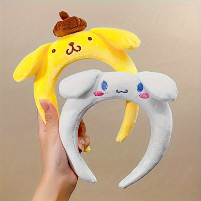1pc Lovely Cartoon Character Decorative Head Band Cute Plush Non Slip Hair Hoop Suitable For Face Washing Skin Care Make Up