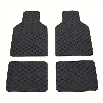 4pcs Universal Waterproof Car Floor Mats - Front & Rear - PU Leather Car Carpet Accessories - Interior Upgrade Car Accessories