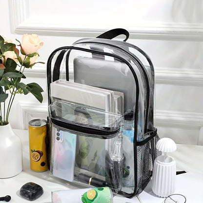 PVC Transparent Large Capacity Backpack, Clear Durable Lightweight School Backpack, Fashion Fancy Commuter Bag