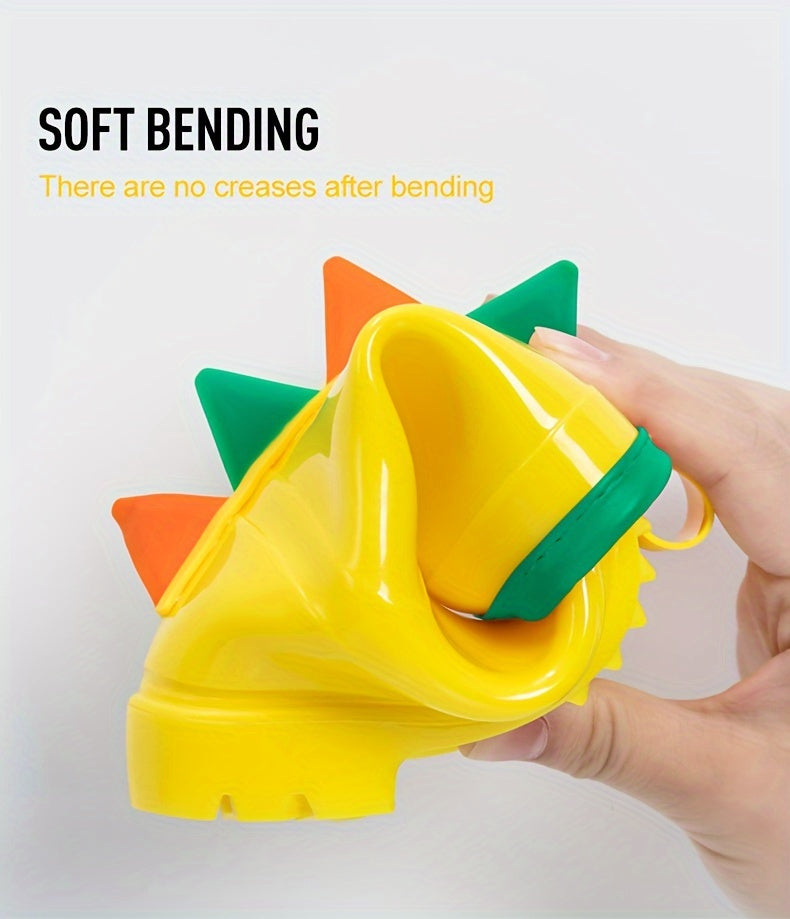 GentleChild Youngsters' Dinosaur Rain Boots - Waterproof, Anti-Slip, Mid-Calf Blue PVC Rain Shoes for Boys & Girls, Ages 1-8, with Cute Cartoon Design & Spikes for Enhanced Grip