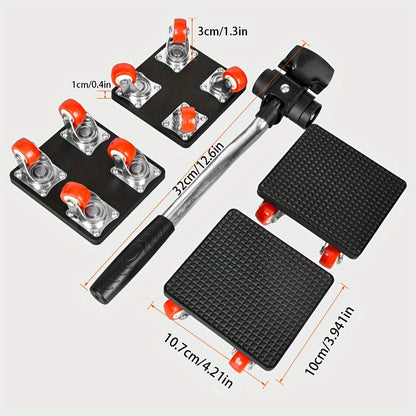 Heavy-Duty Furniture Moving Tools Set - 1000lb Capacity, Easy Glide and Lift Sofa and Appliances, Reinforced Durable Sliders for Hardwood, Laminate, Concrete - Includes Lever Handle