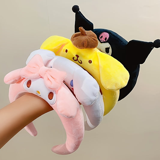 1pc Lovely Cartoon Character Decorative Head Band Cute Plush Non Slip Hair Hoop Suitable For Face Washing Skin Care Make Up