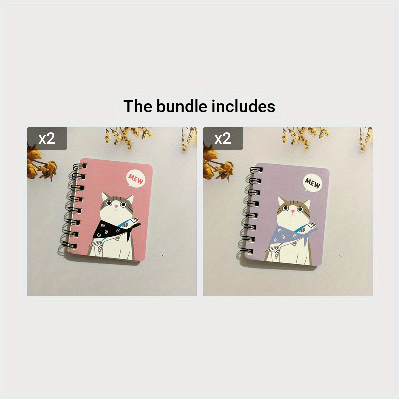 1pc 80 Sheets Small Cartoon Cat Style Notepad Notebook - Spiral Notebook with Lined Pages for Writing, Cute Funny Design - Perfect for School, Office, or Personal Use