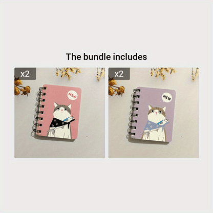 1pc 80 Sheets Small Cartoon Cat Style Notepad Notebook - Spiral Notebook with Lined Pages for Writing, Cute Funny Design - Perfect for School, Office, or Personal Use