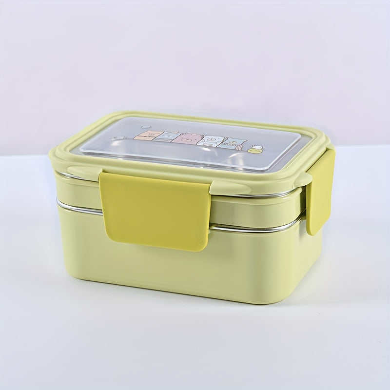 1pc Programmable Stainless Steel Lunch Box with Grids, Leakproof Bento Container, Dishwasher Safe, Rectangle Food Storage for Office, School, Canteen, Home Kitchen - No Electricity Needed,Back to School
