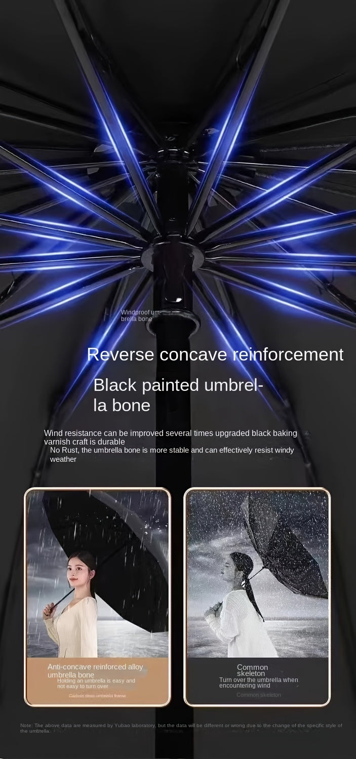 Extra Large 12-Rib Windproof Waterproof Umbrella - Reinforced Thickened Ribs for Dual Sun & Rain Use, Manual Open Compact Travel Umbrella with Sleek Black Design for Business Professionals, Students, Men & Women, Versatile We