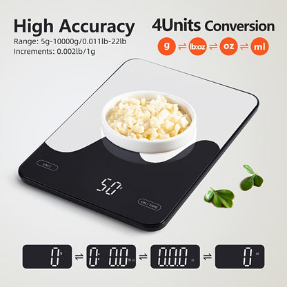 1pc Smart Digital Food Scale with Nutritional Calculator - USB Rechargeable, Grams & Ounces, Ideal for Weight Loss, Keto, Macro, Calorie Tracking, Baking & Meal Prep, 0.1oz/22lb, Diet Management Tool | Modern Kitchen Scale |